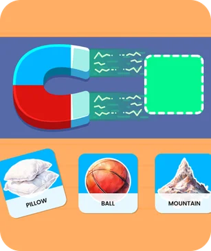 Interactive drag and drop game with magnets for primary school.