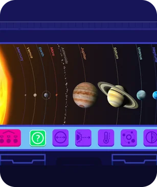Interactive educational game showing the solar system.