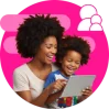 Mum and child learning with a tablet