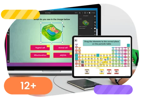 Interactive educational games created with ZenCreate EDU, featuring biology and chemistry quizzes.