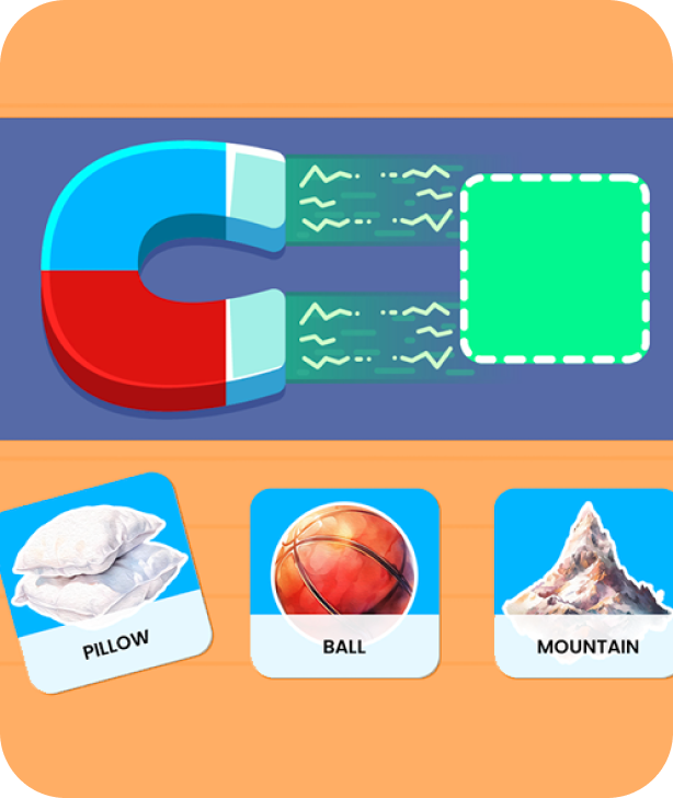 Interactive drag and drop game with magnets for elementary school children.