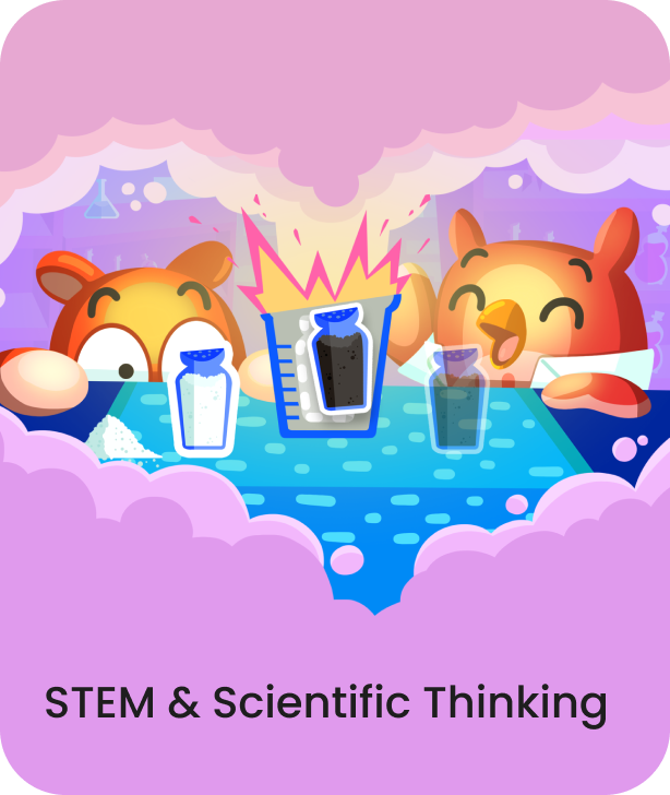 Interactive challenges based on NGSS principles, encouraging observation, logic, and problem-solving.