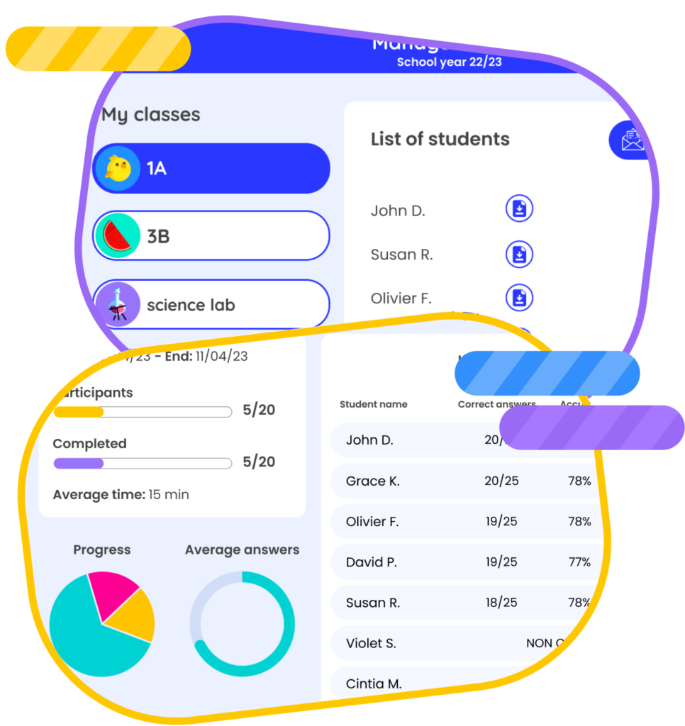 Preview of the teacher section in Smart Tales Elementary platform, featuring educational tools and resources.